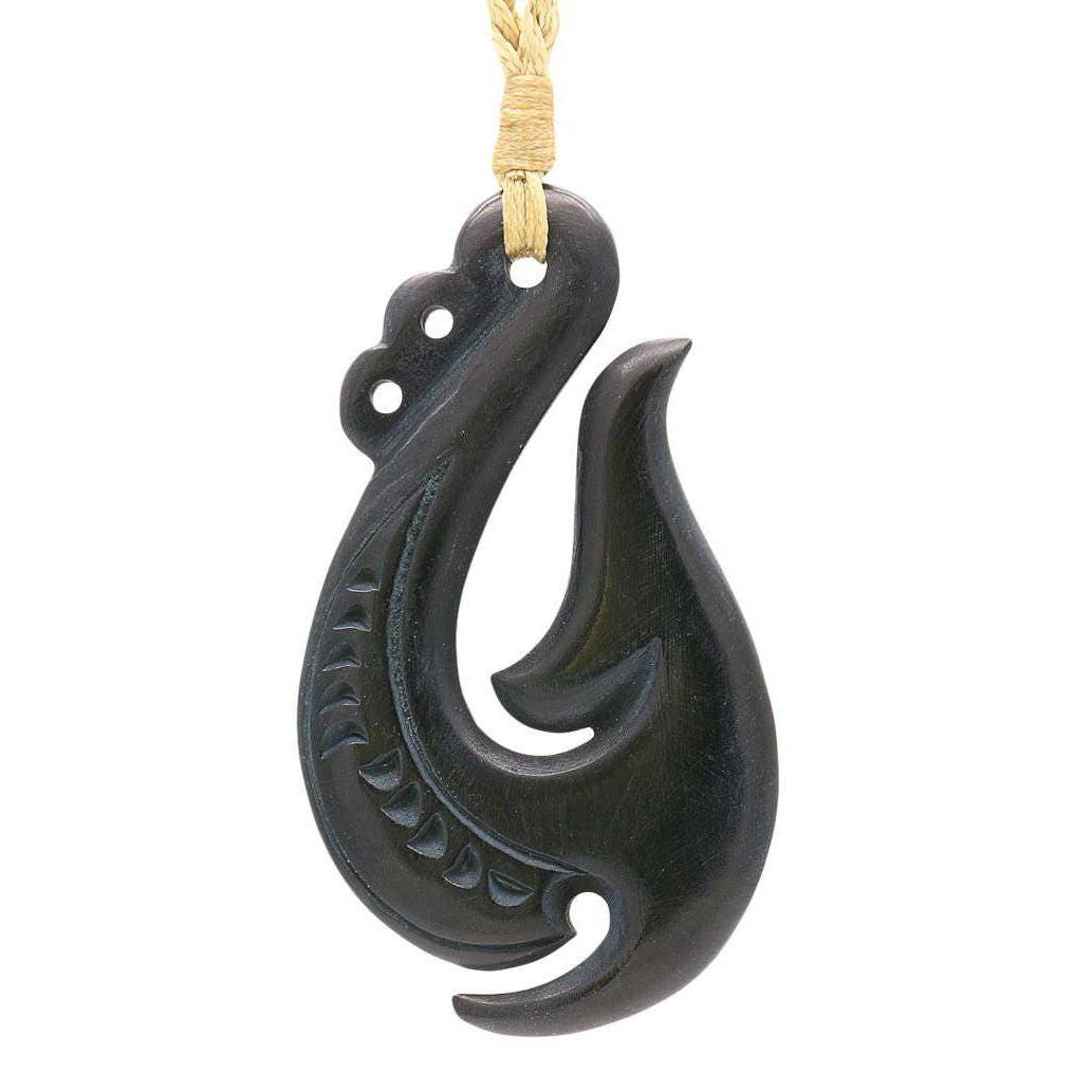 Hand Carved HORN Extra Large Hawaiian Inspired Fish Hook Necklace - Earthbound Pacific