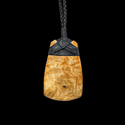 Hand Carved Maori Inspired Amboyna Burl Wood Toki Adze Strength Necklace. - Earthbound Pacific