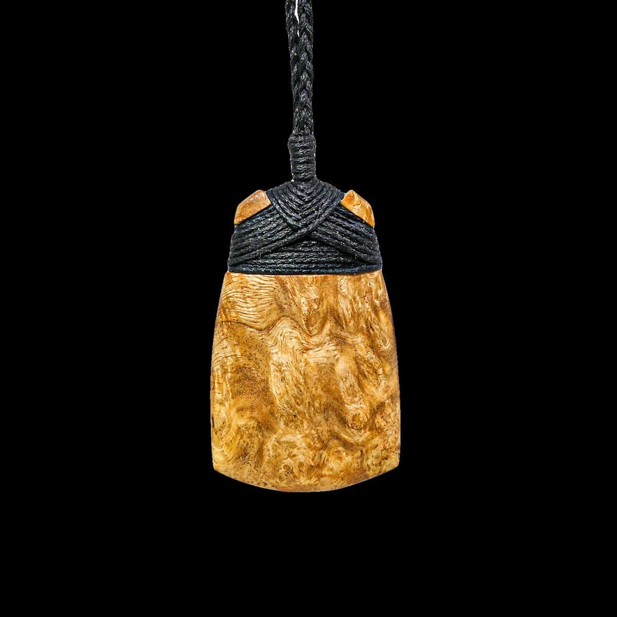 Hand Carved Maori Inspired Amboyna Burl Wood Toki Adze Strength Necklace. - Earthbound Pacific
