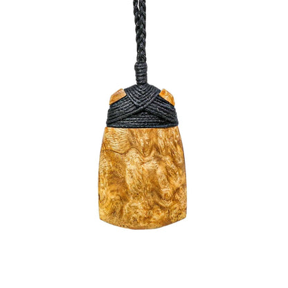 Hand Carved Maori Inspired Amboyna Burl Wood Toki Adze Strength Necklace. - Earthbound Pacific