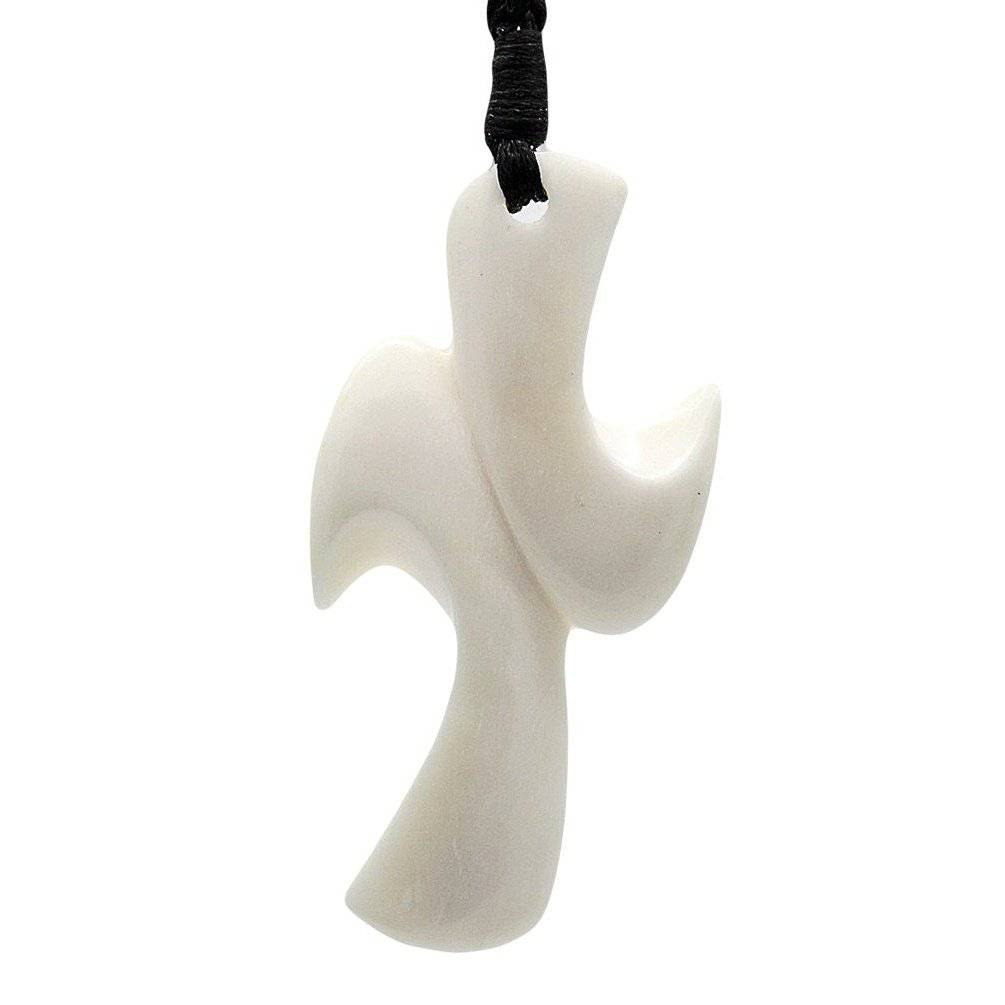 Hand Carved Solid Bone Cross Necklace - Earthbound Pacific