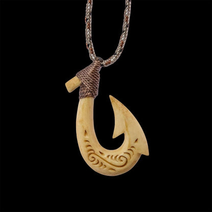 Hawaiian Bone Makau Fish hook Necklace - Earthbound Pacific