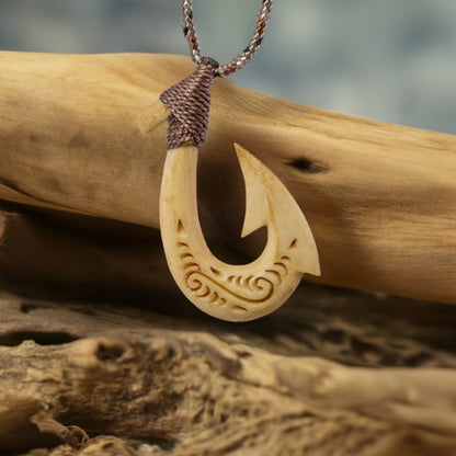 Hawaiian Bone Makau Fish hook Necklace - Earthbound Pacific