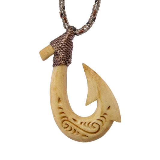 Hawaiian Bone Makau Fish hook Necklace - Earthbound Pacific