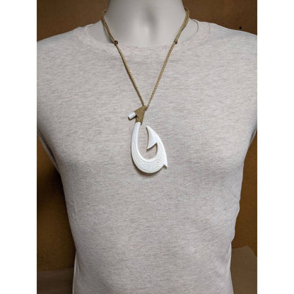 Hawaiian Bone Mega Sized Makau Fish Hook Necklace - Earthbound Pacific