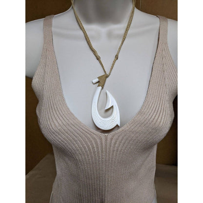 Hawaiian Bone Mega Sized Makau Fish Hook Necklace - Earthbound Pacific