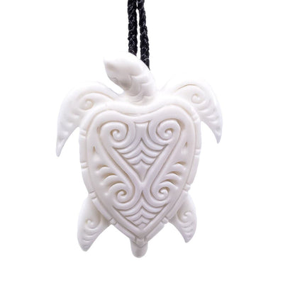 Hawaiian Stylized Hand Carved Beef Bone Pacific Sea Turtle Necklace - Earthbound Pacific