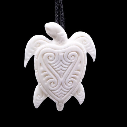 Hawaiian Stylized Hand Carved Beef Bone Pacific Sea Turtle Necklace - Earthbound Pacific