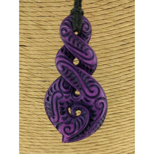 Maori Inspired Color Infused Bone Scrimshaw Friendship Infinity Twist Necklace - Earthbound Pacific