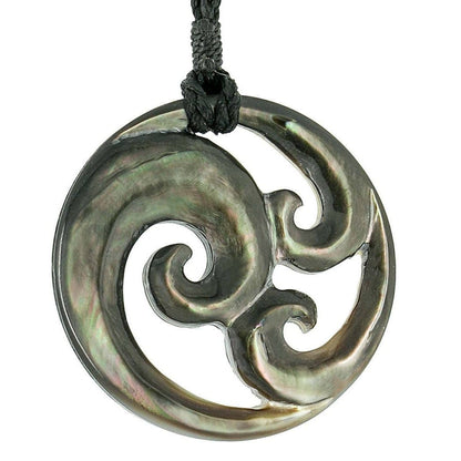 Maori Inspired Mother of Pearl Triple Spiral Peace Harmony Necklace - Earthbound Pacific