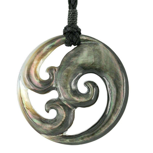 Maori Inspired Mother of Pearl Triple Spiral Peace Harmony Necklace - Earthbound Pacific