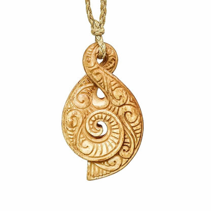 Maori Stylized Koru Infinity Love and Friendship Aged Bone Necklace - Earthbound Pacific