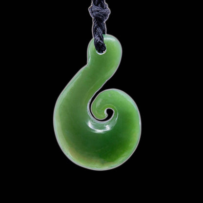 Nephrite Jade Maori Inspired Koru Spiral Fish Hook Necklace - Earthbound Pacific