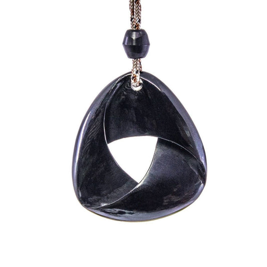 New Zealand Maori Inspired Black Horn Mobius Strip Necklace - Earthbound Pacific