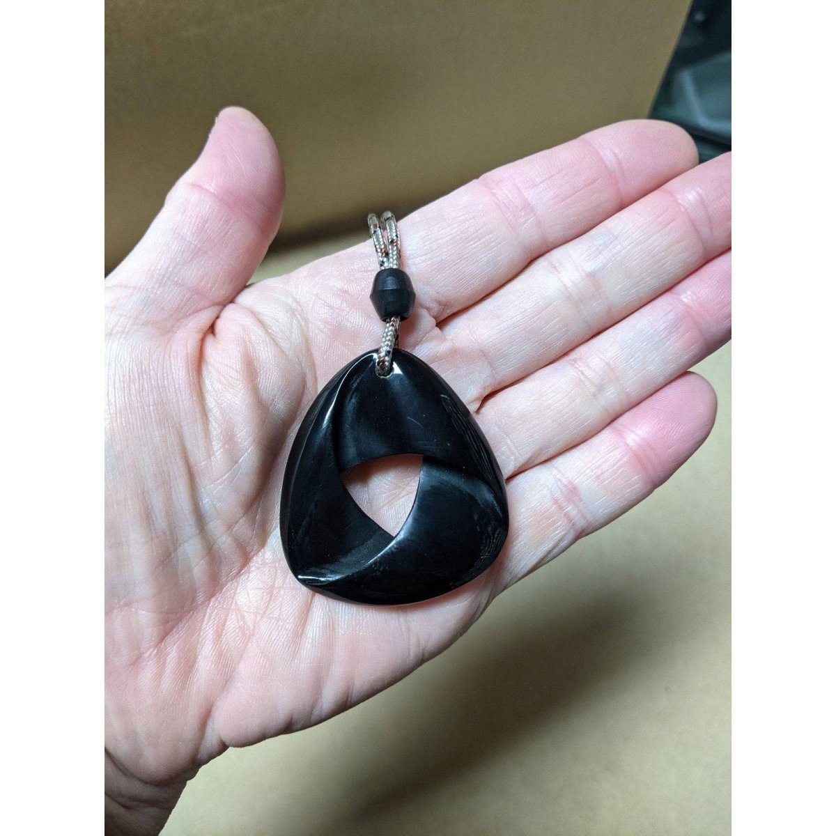 New Zealand Maori Inspired Black Horn Mobius Strip Necklace - Earthbound Pacific