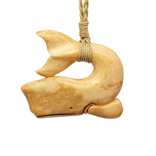 New Zealand Maori Inspired Bone Carving Necklace - Whale Design - Earthbound Pacific