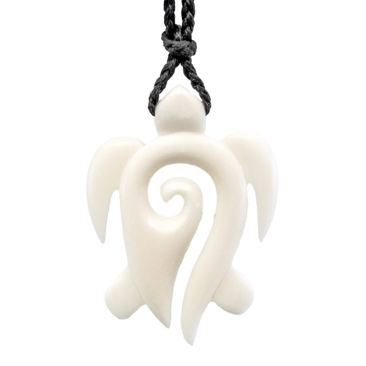 New Zealand Maori Inspired Bone Spiral Koru Turtle Design Necklace - Earthbound Pacific