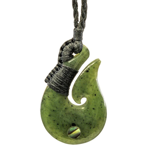 New Zealand Maori Inspired Boreal Nephrite Jade Fish Hook Necklace - Earthbound Pacific