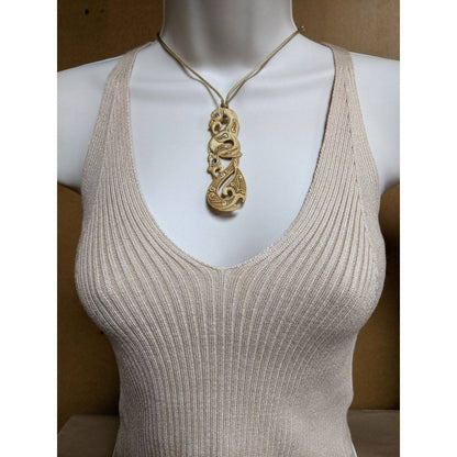 New Zealand Maori Inspired Hand Carved Aged Bone Manaia Necklace - Earthbound Pacific