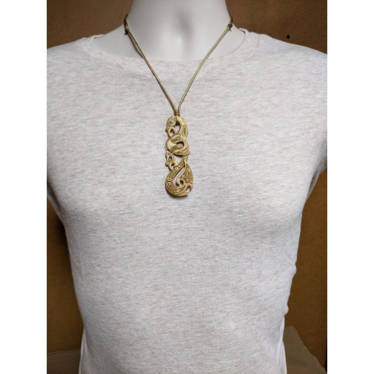 New Zealand Maori Inspired Hand Carved Aged Bone Manaia Necklace - Earthbound Pacific