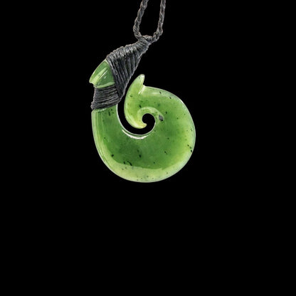 New Zealand Maori Inspired Nephrite Greenstone Jade Fish Hook Necklace - Earthbound Pacific