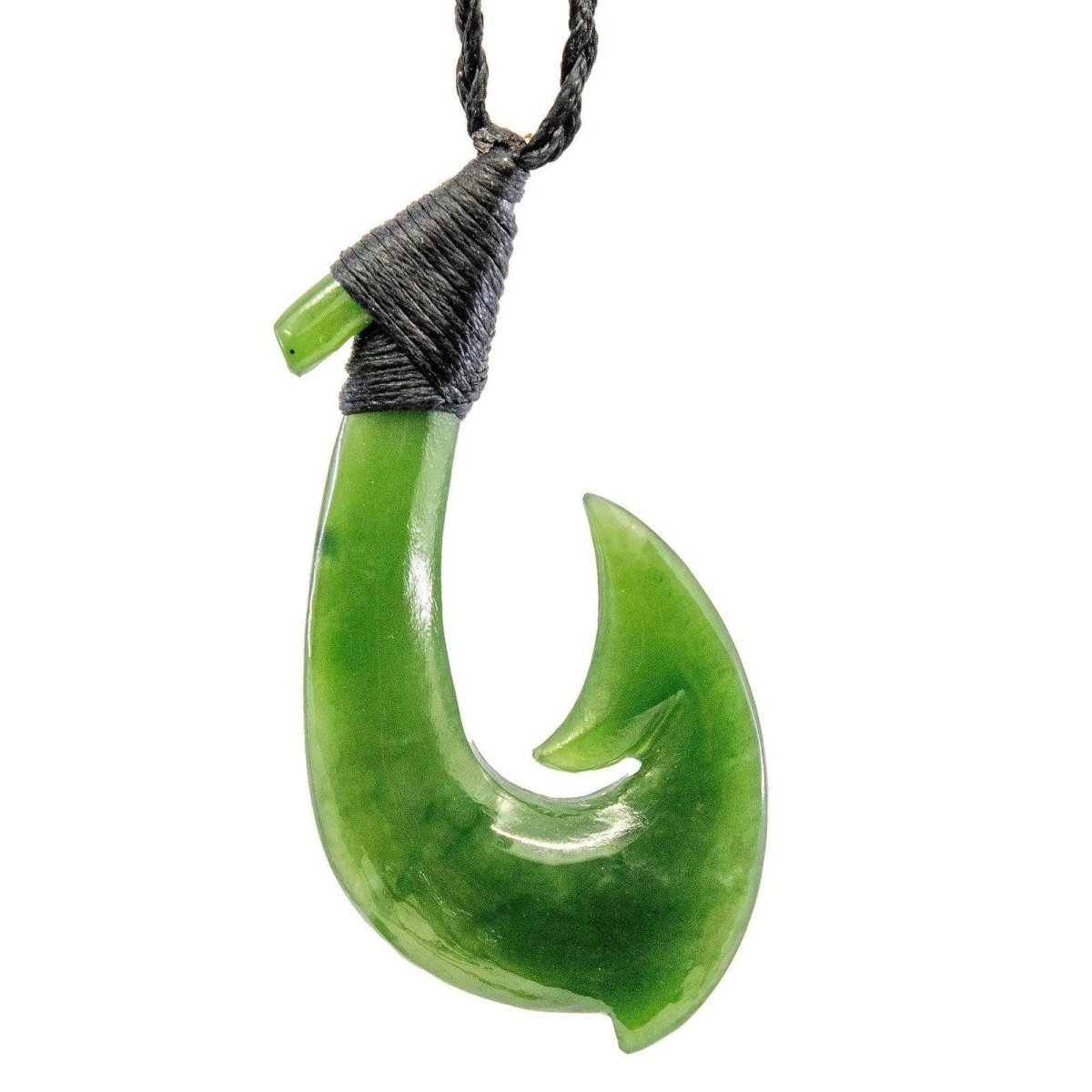 New Zealand Stylized Maori Greenstone Jade Fish Hook Necklace - Earthbound Pacific
